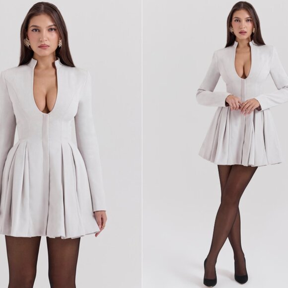 HOUSE OF CB 'Heiress' French Dove Contour Mini Dress nwot